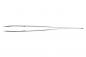 Preview: The image shows a long, narrow metal tweezer. It has sharp, slightly curved tips at both ends and a sleek, simple handle in the middle.