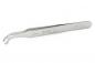 Preview: The image shows a curved, metallic tweezer with a shiny surface. It has a fine tip and is suitable for precise gripping tasks, with labels on the side.