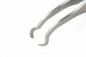 Preview: The image shows a pair of stainless steel tweezers with curved, pointed ends. They are shiny and ergonomically designed, ideal for gripping small objects.