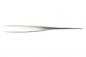 Preview: The image shows a long, slender pair of stainless steel pliers. It has two parallel, thin gripping arms and a flat tip. The surface is shiny and reflective.