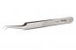 Preview: The image shows a sharp, two-pronged stainless steel tweezer. It has a narrow handle and a polished surface displaying the name "Weller".