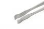 Preview: The image shows a metallic pair of tongs with two long, flat arms. The ends are bent to facilitate gripping objects. The material appears sturdy and simple.