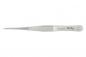 Preview: The image shows a silver tweezer with a long, narrow shape. The surface is shiny and has a grooved structure for better grip. On the side, it reads "Weller Swiss Made".