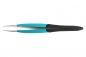 Preview: The image shows a long pair of tweezers with two thin tips. The handle is blue in the middle and black at the ends. It has a smooth, narrow shape, ideal for grasping small objects.