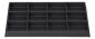 Preview: The image displays a black storage unit with multiple rectangular compartments. It features a total of 16 even compartments, arranged uniformly.