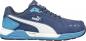 Preview: Der Schuh ist ein sportlicher Sneaker in dunklem Blau mit hellblauen Akzenten. Die Sohle ist leicht und bietet guten Halt. An der Seite ist das Puma-Logo sichtbar.