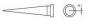Preview: The image shows a conical object that is flat on top and pointed at the bottom. On the right is a top view with a circular end and a small opening in the middle.