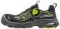 Preview: The image shows a black sports shoe with yellow accents. It features a modern design, an ankle-high shape, and a special lacing technique with a twistable closure.