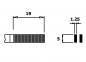 Preview: The image displays a technical drawing of an object with the dimensions: 19 mm length, 5 mm width, 1.25 mm height. The page is structured, and there is a special shape at one end.