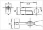 Preview: The image displays technical drawings of a component from three perspectives: top (bird's-eye view) with dimensions, side, and front. The dimensions given are 15, 13, and 31.5 mm.
