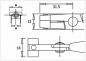 Preview: The image shows technical drawings of a component with dimensions. Three views are depicted: a top view, a side view, and a detailed view, with measurements.