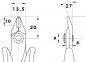 Preview: The image displays technical drawings of a tool, likely a pair of pliers. It includes measurements for various parts: lengths and diameters are specified.