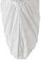 Preview: The image depicts a simple, white textile piece that hangs loosely. It has folds and a symmetrical shape that converges in the middle. The surface appears light and smooth.
