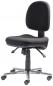 Preview: The office chair has a black, padded seat and a high backrest. It stands on a sturdy swivel base with five casters, which allows for easy movement.