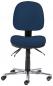 Preview: The image shows an office chair with a blue cover. The chair has a round backrest and a padded seat. It stands on a five-spoke base with movable casters.