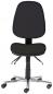 Preview: The office chair has a black upholstery and a high backrest. It stands on a chrome-plated base with five casters for mobile use. The seat height is adjustable.