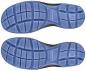 Preview: The image displays the undersides of shoes. The sole is primarily black with blue rubber inserts, which are structured by a diamond-shaped pattern.