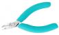 Preview: Two short, angled pliers with a silver head and blue, grippy rubber handles. They are designed for precise tasks.