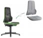 Preview: The image shows an office chair with a detachable backrest and seat cushion. The chair has a black base with green accents. The backrest and seat are gray.
