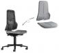 Preview: The image shows an office chair with a removable back and seat cushion in gray color. The chair has five casters and a sturdy, black base.