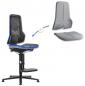 Preview: The image shows an adjustable office chair in black and blue. To the right, there are removable cushions for the backrest and the seat unit depicted.