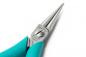 Preview: The image shows a pair of pliers with pointed blades. The handle is turquoise blue and ergonomically shaped. On the steel part, markings and the brand name "Weller" are visible.