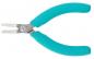 Preview: The image shows a small pair of pliers with narrow, straight metal jaws. The handles are in a light turquoise color and have a rubber-like texture. The pliers are suitable for precise tasks.
