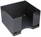 Preview: The image depicts a square, open container in matte black. It has two side walls and a round cutout at the front, which allows easy access.