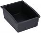 Preview: It is a rectangular, black plastic box with an open top and slightly slanted sides. It has no additional decoration and is designed to be functional.