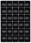 Preview: Das Bild zeigt ein schwarzes Tablett mit 36 gleichmäßig angeordneten, quadratischen Fächern. Jedes Fach ist leer und hat abgerundete Ecken. Die Anordnung ist in sechs Zeilen und sechs Spalten.