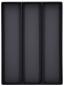 Preview: The picture shows a rectangular black tray with three elongated compartments. The compartments are evenly distributed and have a smooth, modern look.