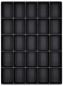 Preview: The image displays a black tray with 30 rectangular indentations, arranged in 6 rows and 5 columns. It has a smooth surface and is made from flexible material.