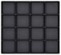 Preview: The image shows a square plate, divided into 16 equally sized, black, square compartments. The compartments are arranged in four rows and four columns.
