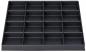 Preview: The image displays a black plastic organizing element with 20 equal-sized, square compartments. It has a flat, rectangular shape and is used for organizing items.