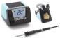 Preview: The image shows a soldering iron with a digital temperature display, a tool stand, and a cleaning device, all in black and blue. The soldering iron has a fine tip.