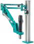 Preview: The image displays a technical arm. It consists of a bright blue, movable arm with a black handle and is attached to a vertical metal post.