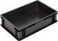 Preview: The image shows a rectangular, flat plastic box in black. It has high walls and a smooth bottom, ideal for storing or transporting items.
