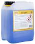 Preview: The image shows a blue plastic canister with yellow stickers. The canister contains 5 liters of ESD cleaner and warns of fire hazard. Printed application instructions are visible.