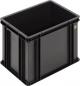 Preview: The image shows a rectangular, black plastic storage box. The box has smooth walls and a sturdy structure, ideal for storing items.