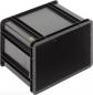 Preview: The image shows a black, rectangular plastic box without a lid. It has straight edges and a smooth surface. The interior is empty and displays the opposite sides.