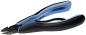 Preview: The image displays a side cutter with blue and black handles. The cutting edges are sharp and shaped, ideal for cutting wire or small objects.