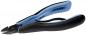 Preview: The image shows a cable cutter pliers with a black grip area and blue accents. The cutting surfaces are sharp and precise, suitable for fine work.