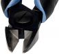 Preview: The image shows a pair of pliers with curved, rubberized handles. The cutting edge is sharp and has a V-shape, suitable for cutting wires.