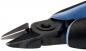 Preview: The image shows a side view of a small pair of pliers with black and blue handles. The cutting edge is pointed and sharp, ideal for cutting wire or small objects.