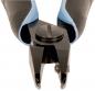 Preview: The image shows a pair of pliers with two plastic handles that are blue and black. The cutting head is narrow and has a sharp point, with a small screw in the center.