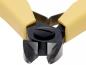 Preview: The image shows a pair of pliers with yellow handles. The blades are made of shiny metal and have a sharp, serrated edge. They are suitable for cutting wire or similar materials.