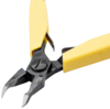 Preview: The image shows a pair of pliers with yellow rubber handles. The handles are slightly curved, and the tips of the pliers are narrow and sharp, ideal for precise tasks.
