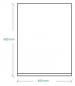 Preview: The image displays an empty, rectangular sheet in portrait orientation measuring 480 mm in width and 680 mm in height. A thin frame surrounds the sheet.