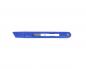 Preview: The image shows a blue cutter. It has a flat, elongated shape with a sharp edge on one side and a push button in the middle to retract the blade.