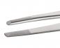 Preview: The image shows two stainless steel tweezers. One has a smooth tip, the other a serrated one. Both are slim and straight, with a shiny surface.